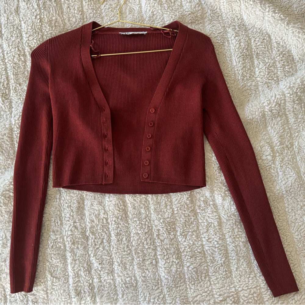 ZARA Red Cardigan Velvet Color, size S